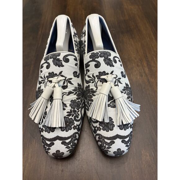 Sebastian Cruz Couture White Black Formal Loafers Tassle 40 Size 7.5 $1495 main image 7